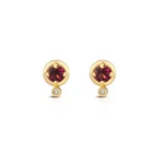 18K Gold Rhodolite and Diamond Earrings
