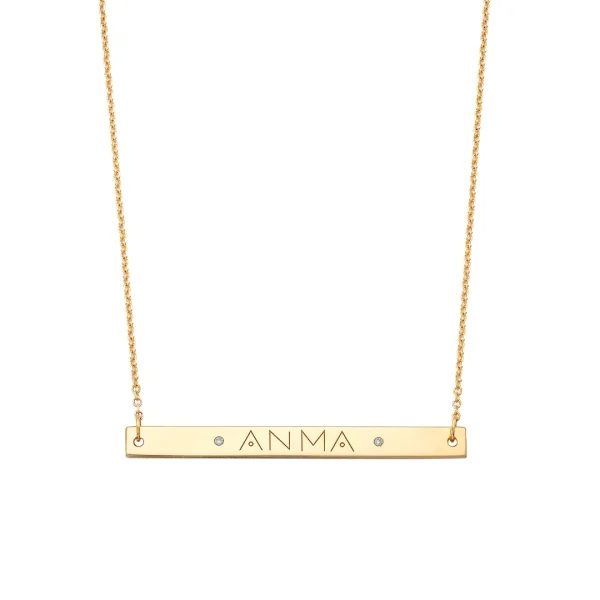 Gold thick bar personalised necklace