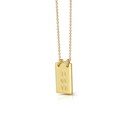 Gold date rectangle personalised necklace