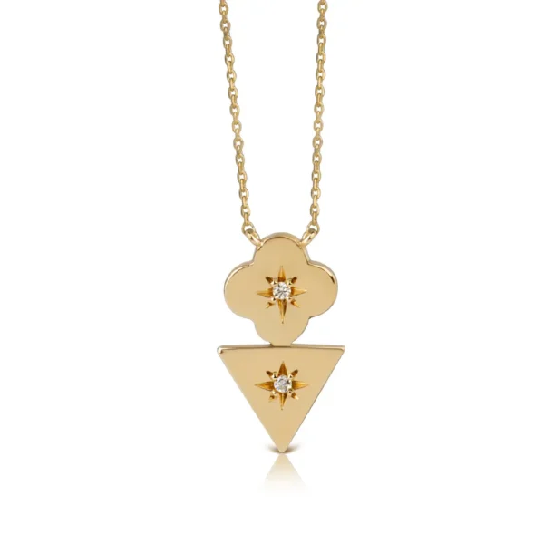 Navette and Almost Triangle Diamond Star Necklace