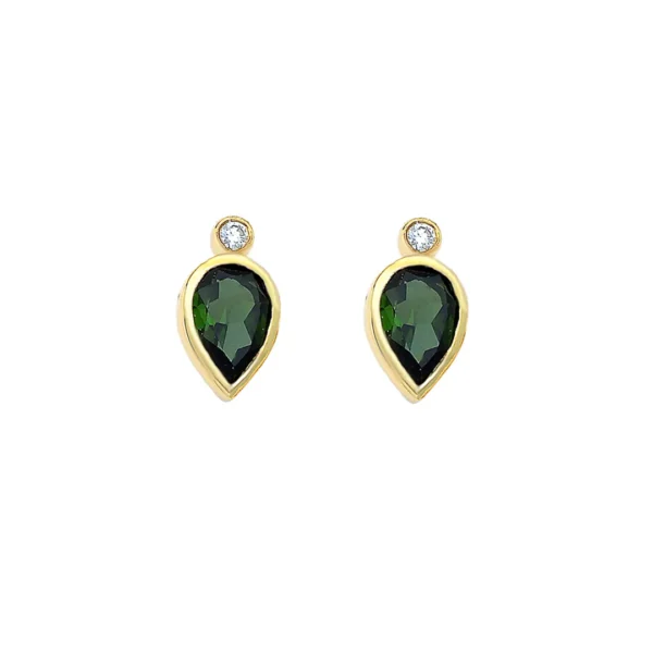Pear Shape Tourmaline and Diamond Earrings