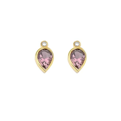 Pear Shape Tourmaline and Diamond Earrings