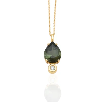 Light Green Tourmaline and Diamond Necklace