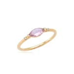 Navette Light Pink Tourmaline Ring with diamonds