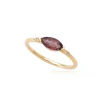 Navette Pink Tourmaline Ring with diamonds