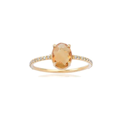 Oval Citrine Ring with diamonds