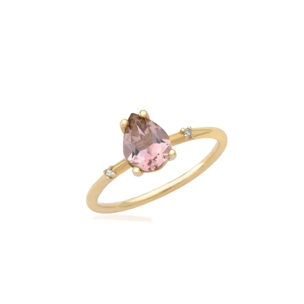 8mm Pear Tourmaline Ring with diamonds
