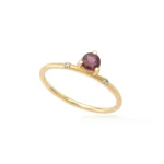 4mm Red Tourmaline Side Ring with diamonds