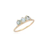 Triple Green Amethyst Ring with diamonds