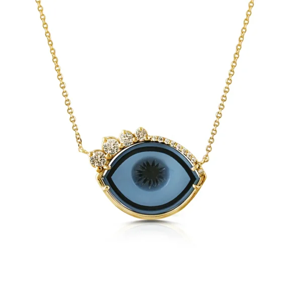 Cycladic Talisman Necklace with Cameo Eye and Diamond Lashes