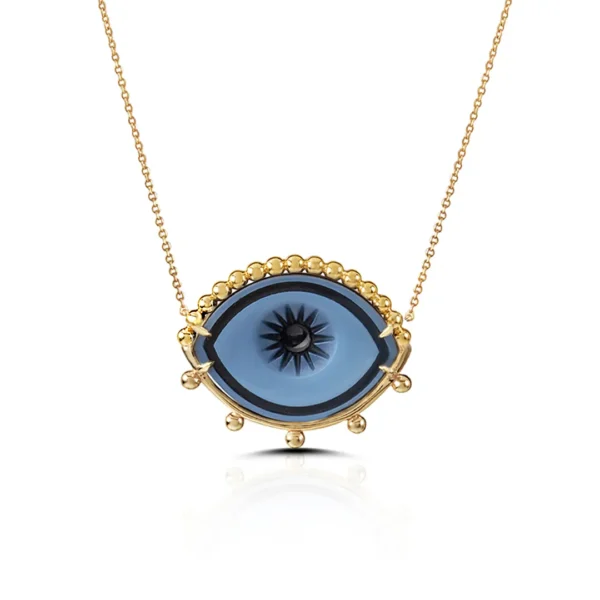 Cycladic Talisman Necklace with Cameo Eye and Gold Dots Lashes