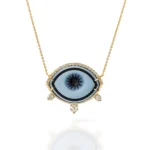 Cycladic Talisman Necklace with Cameo Eye and 3 Diamonds