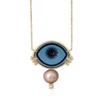 Cycladic Talisman Necklace with Cameo Eye with Gold Dots