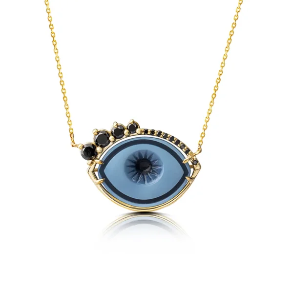Cycladic Talisman Necklace with Cameo Eye and Black Diamond Lashes