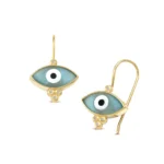 Navette Evil Eye Earrings with 4 diamonds