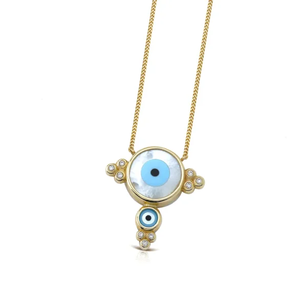 White and Turquoise Talisman Necklace with Diamonds