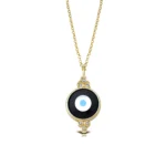 Greek Evil Eye Necklace in Round Shape and 6 Diamonds