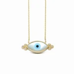 Greek Evil Eye Necklace with 6 Diamonds