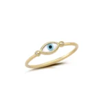 Greek Evil Eye Ring with 2 Gold Dots and Diamonds