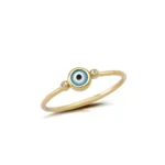 14K Gold Ring with round eye and 2 Diamonds