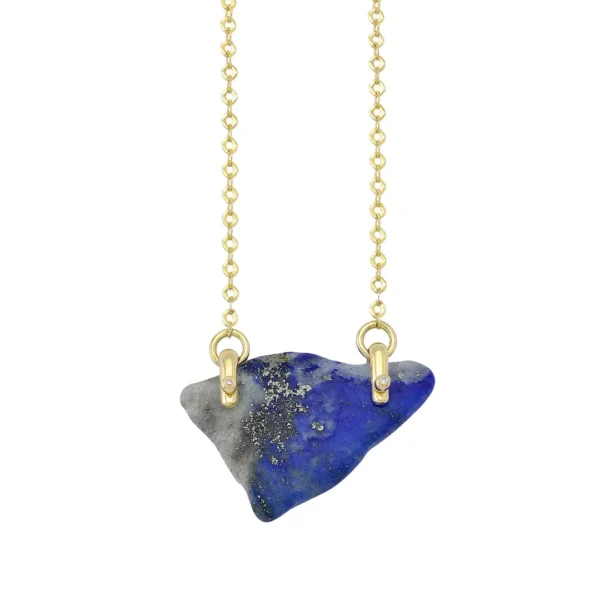 Rough Lapis Lazuli Necklace with diamonds