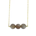 Three Grey Sunstone Necklace in 14K Gold
