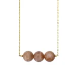 Three Pink Sunstone Necklace in 14K Gold