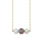 Tiny necklace with Turquoise and pearls in 14K Gold