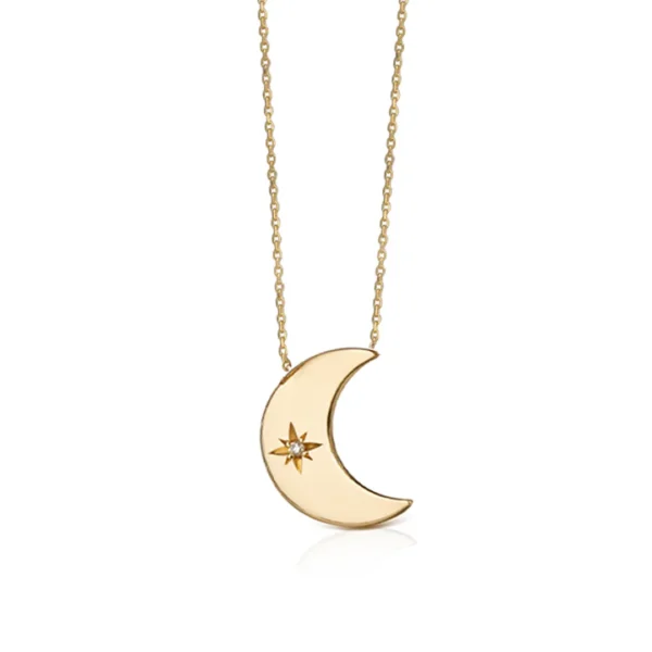 Crescent Moon Diamond Star Necklace (big)