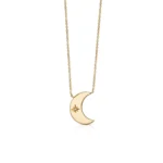 Tiny Crescent Moon Diamond Star Necklace