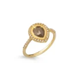 18K Gold Pear Rosecut Diamond Ring