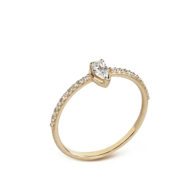14K Gold Pear Diamond Ring