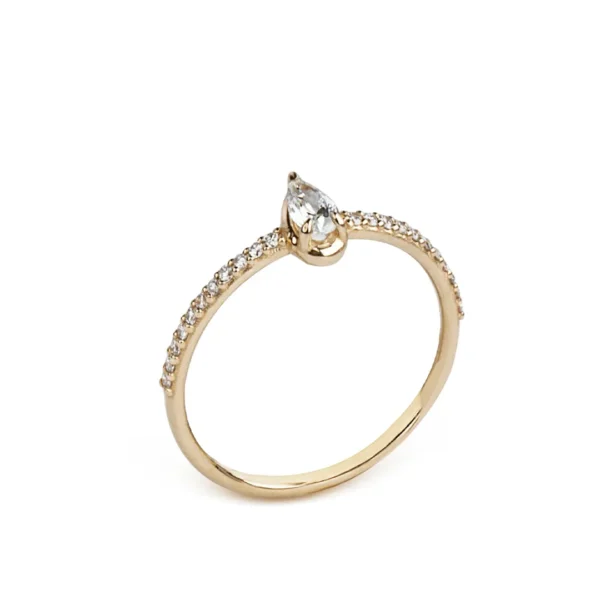 14K White Gold Pear Diamond Ring