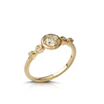 18K Yellow Gold Diamond Ring with 4 tiny diamonds
