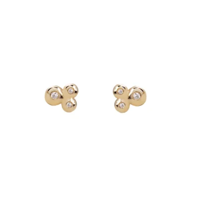 14K Gold Earrings with 3 "Bubble" Diamonds