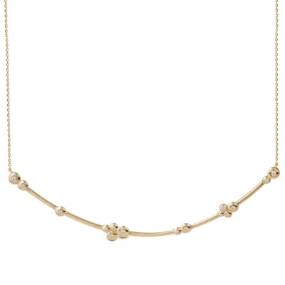 14K Gold Bar necklace with "Bubble" Diamonds