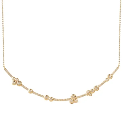 14K Gold Big Diamond Bar necklace with "Bubble" Diamonds