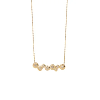 14K Gold "Bubble" Diamond Small Bar necklace