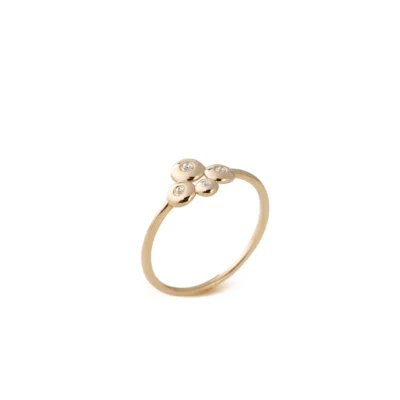 14K Gold Band Ring with 4 "Bubble" Diamonds