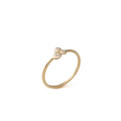 14K Gold Band Ring with 3 "Bubble" Diamonds